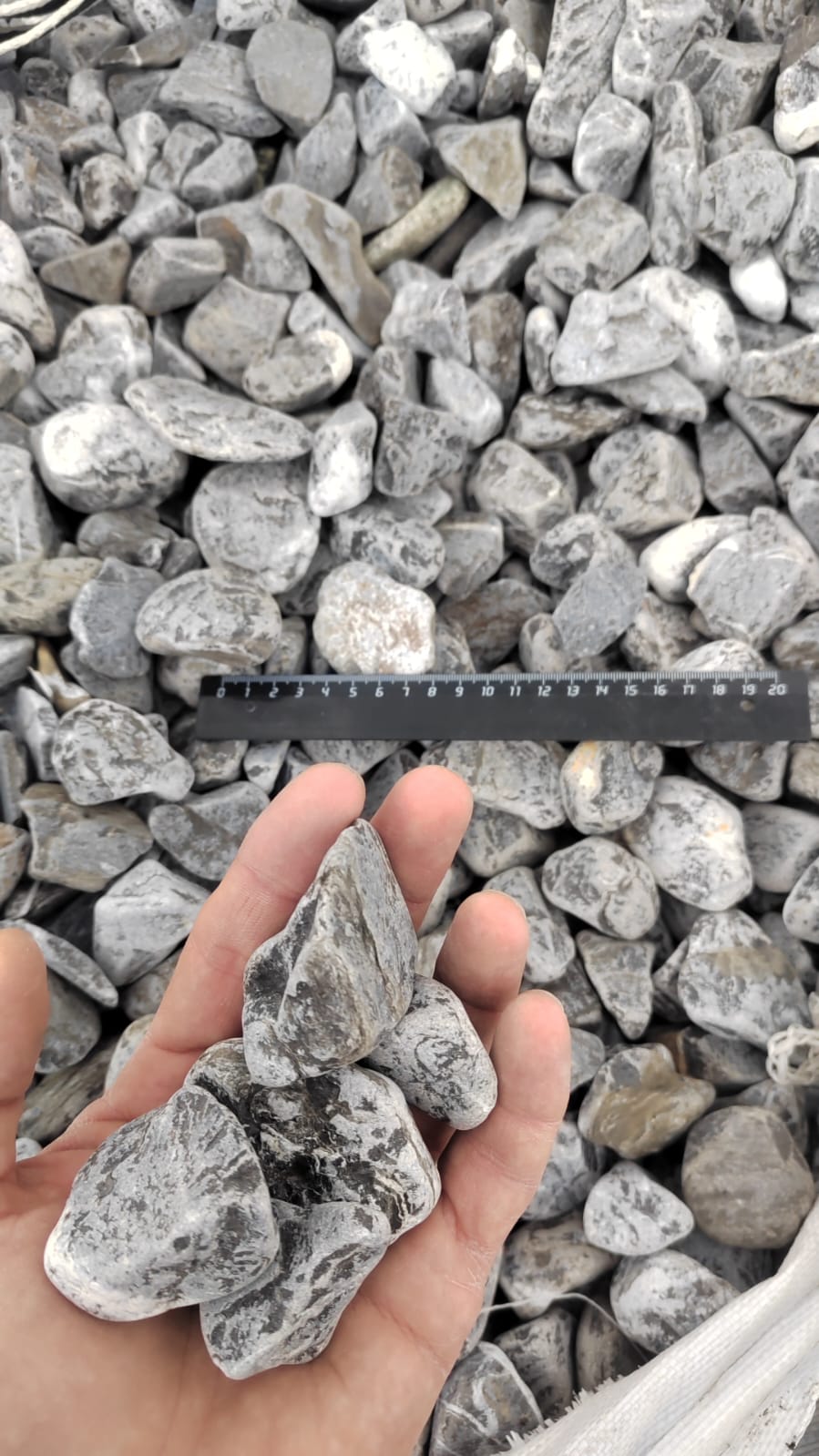  Черная галька (щебень галтованный черный мрамор) фр.40-70 мм.  купить  в Липецке мрамор черный с белыми прожилками, черный, белый щебень галтованный округлый 13500 руб/т   фото 