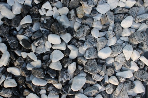  Микс шахматной гальки  (щебень галтованный микс:: белый-черный) фр.20-40 мм  купить  в Липецке мрамор белый, черный мраморный галтованный щебень 14500 руб/т   фото 