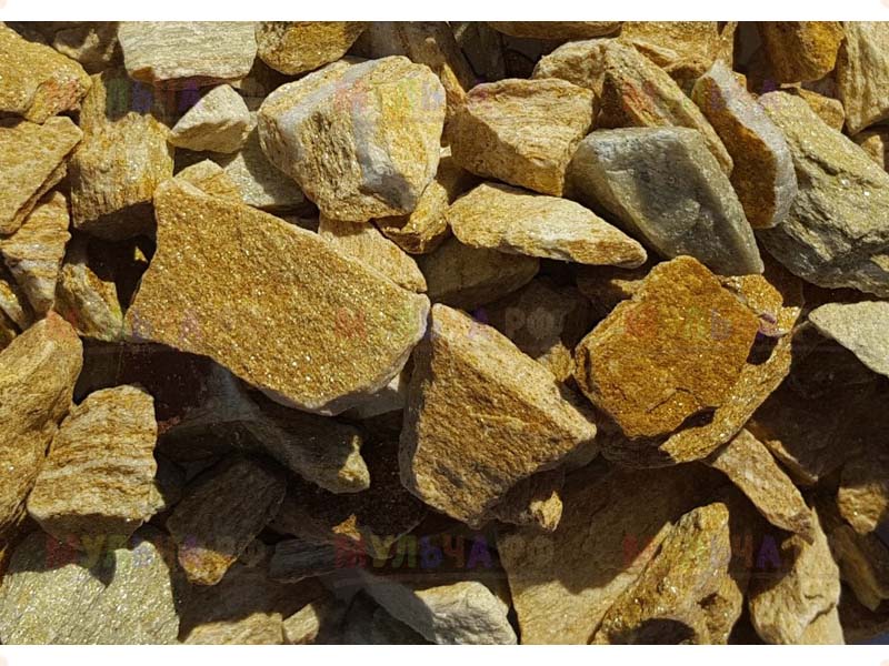  Щебень крошка желтый (ЗЛАТОЛИТ) фр. 5-10 мм.  купить  в Липецке мрамор золотистый, бежевый, желтый каменная ландшафтная декоративная крошка здатолита 8 000 руб/т   фото 