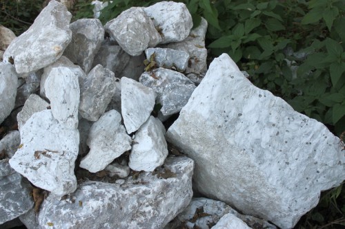  Мраморизированный известняк фр. 100-500 мм.  купить в Липецке известняк серый белый темно-серый сероватый валун природного образования окатанный 7 500 руб/т   фото 