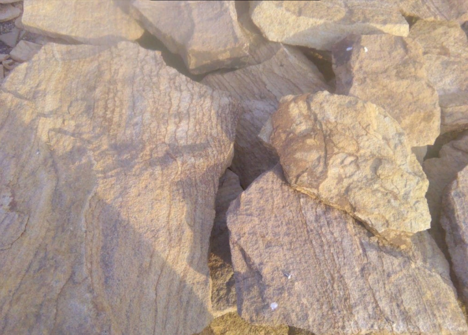 Песчаник пластушка "фонтанка" желтая (3,0 - 5,0 см)  купить  в Липецке песчаник желтая, рыжий, желтый песчаник колотый рваный со сколом облицовочный 8 500 руб/м3   фото 