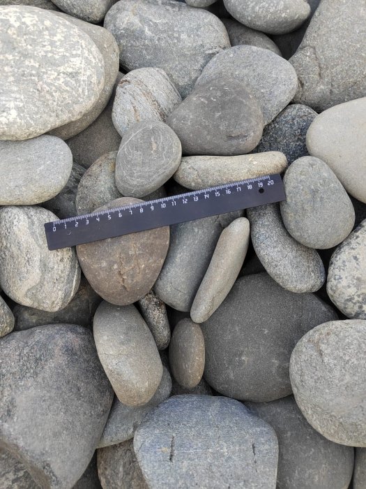  Галька речная плоская (серо-белая) фр. 70-120 мм. купить  в Липецке  галька галечник речной серый, белый окатанная плоская  природная галька 7000 руб/т   фото 